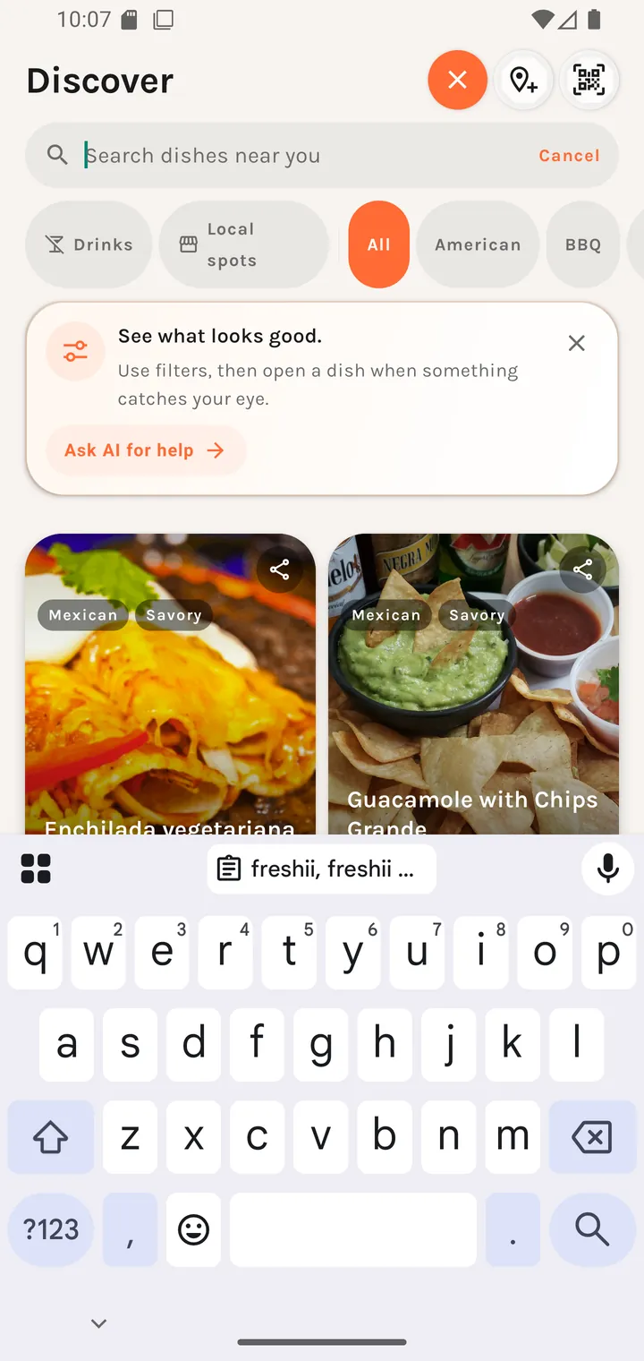The search panel