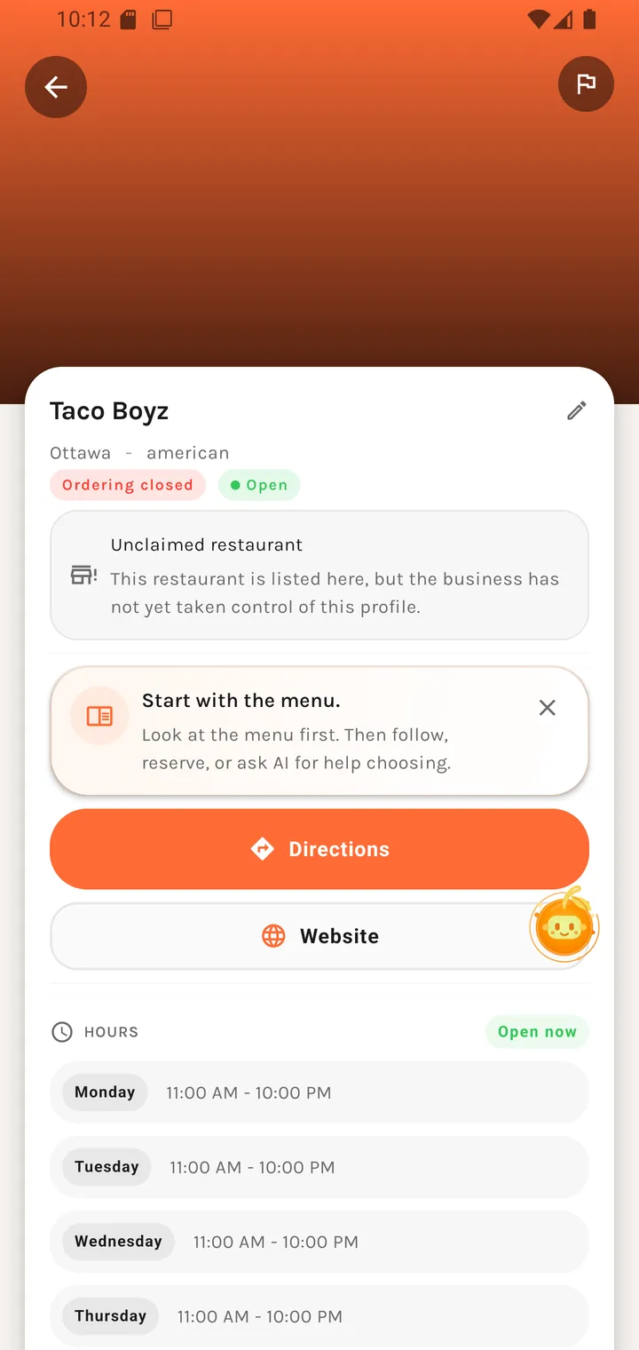 A restaurant profile