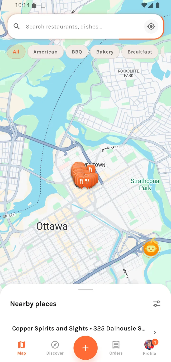 The Explore map, centred on Ottawa