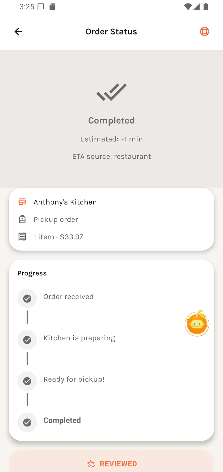 Order status — completed