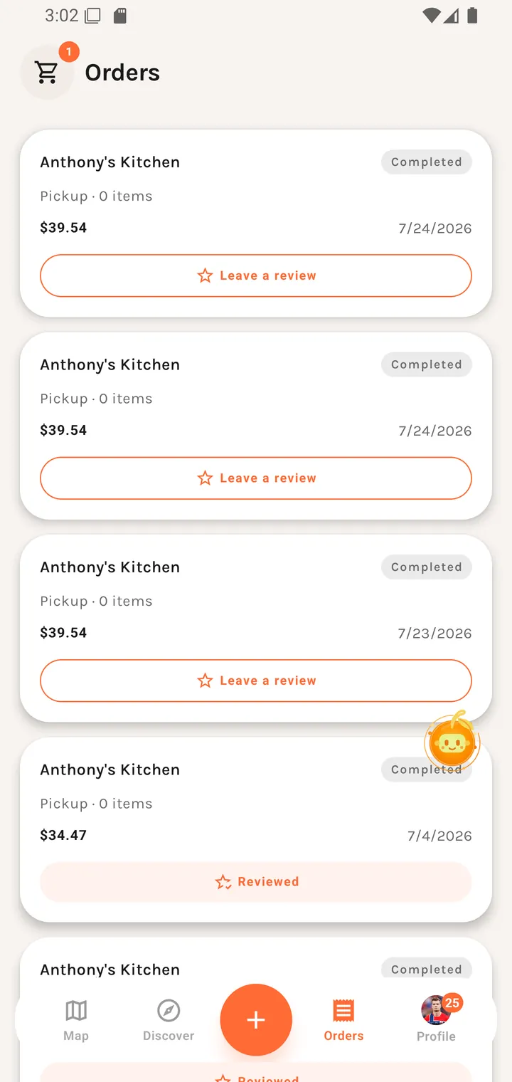 The Orders tab