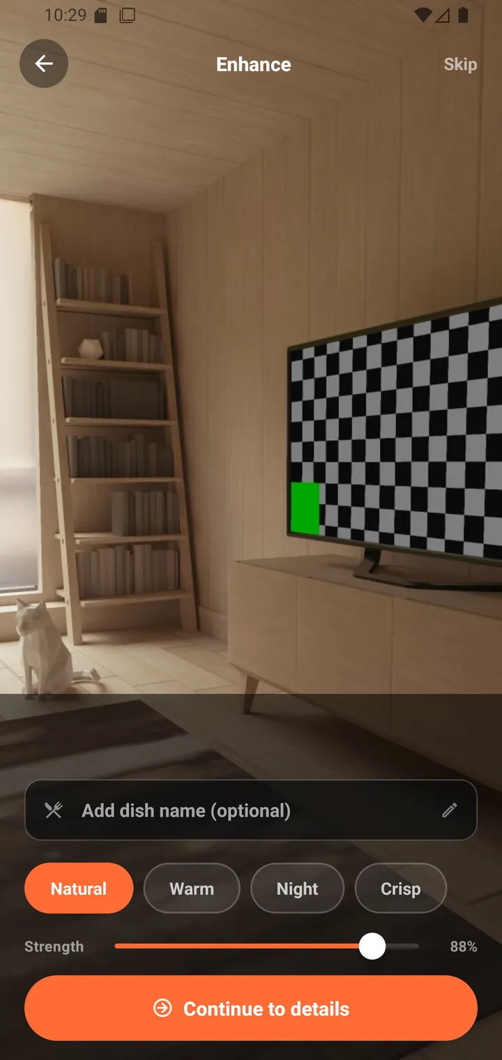 The Enhance screen