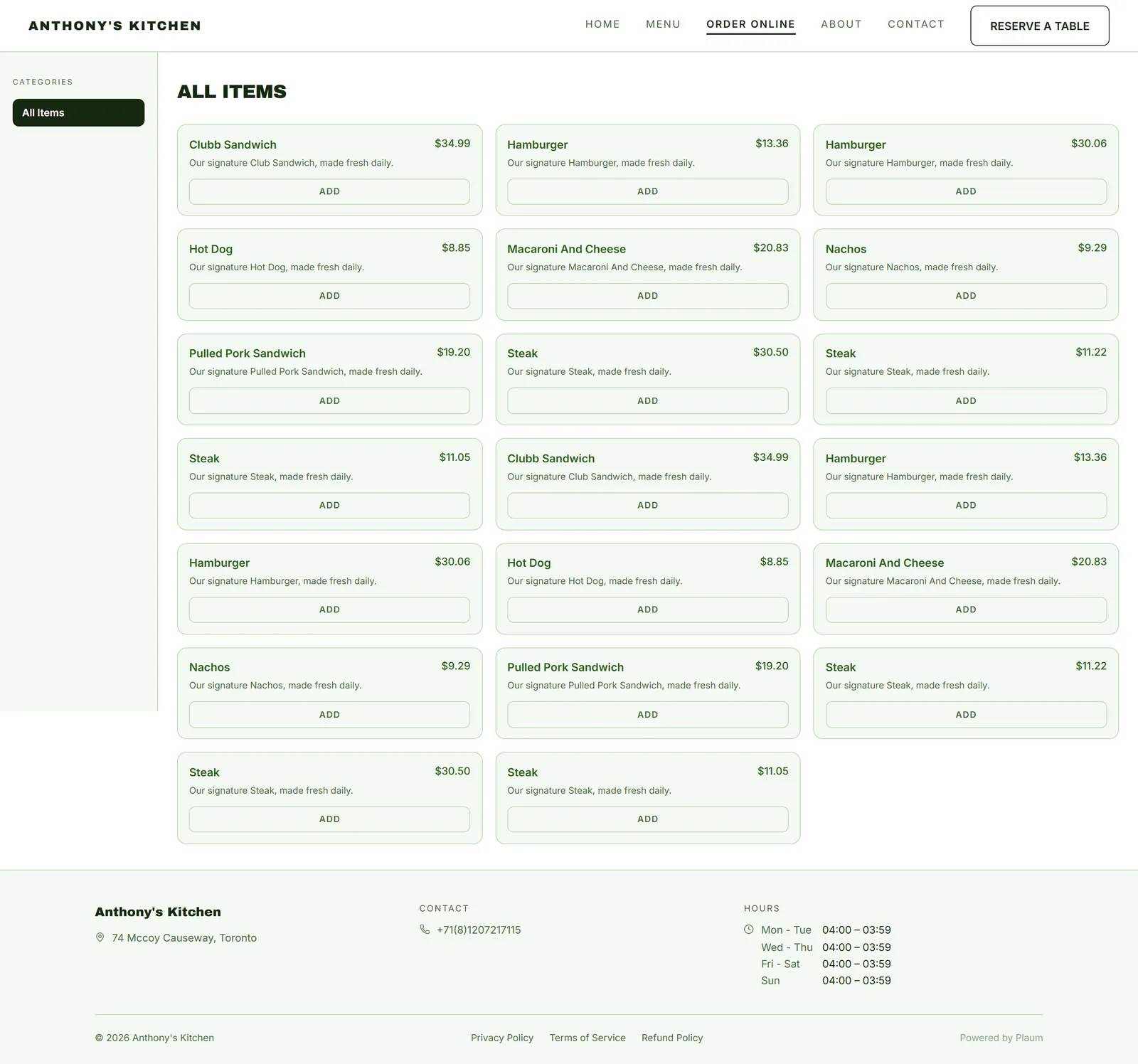 Browsing the menu to order
